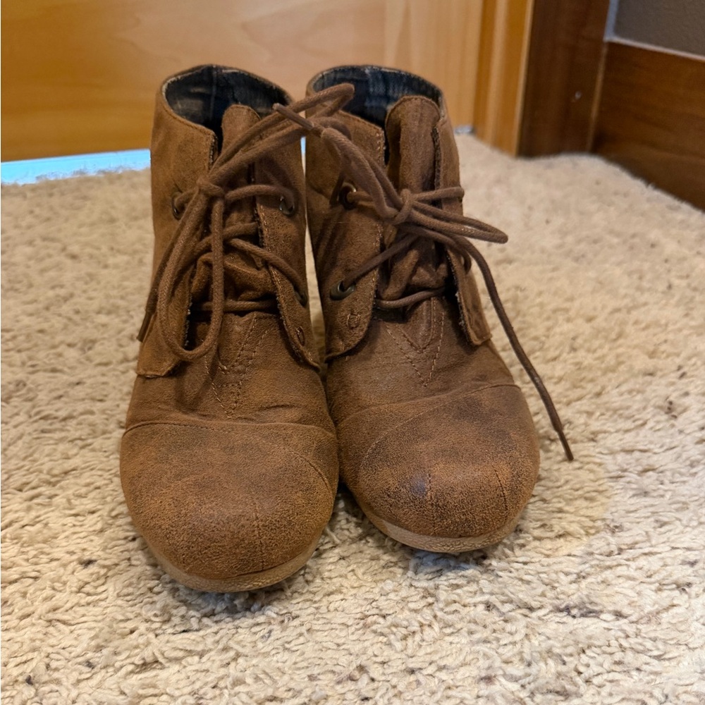 Maurices Brown Lace-Up Heeled Ankle Boots